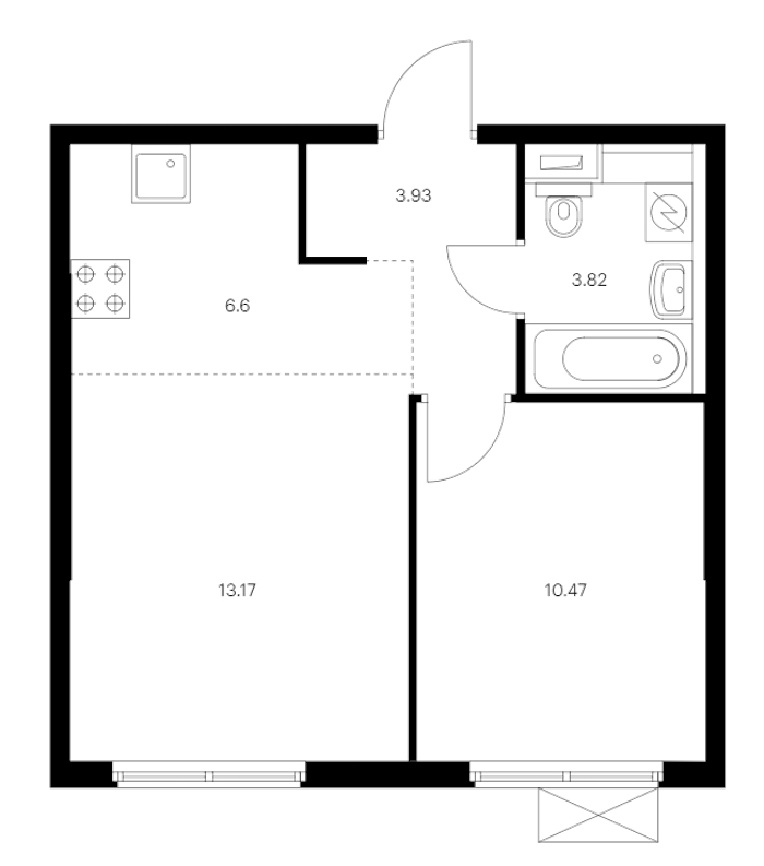 1-комнатная квартира 37.99 м², 9/12 эт., ЖК «Таллинский парк»